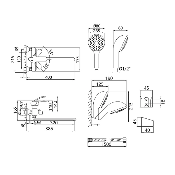 Змішувач для ванни Lidz Anny 005 з поворотним виливом (з душовим гарнітуром) (k40) LDANN005CRM35120 Chrome - Фото - 2