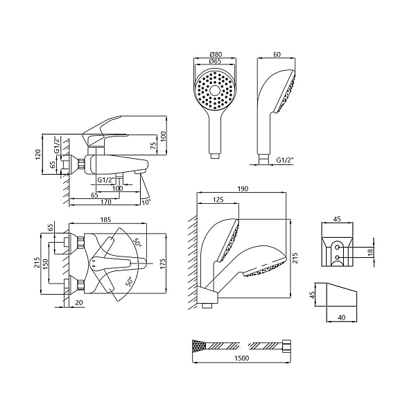 Смеситель для ванны Lidz Anny 006 (c душевым гарнитуром) (k40) LDANN006CRM35121 Chrome - Фото - 2