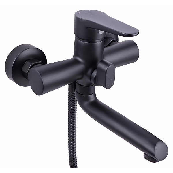 Смеситель для ванны Lidz Nicole 006 с поворотным изливом (c душевым гарнитуром) (k35) LDNIC006BLA35180 Black - Фото - 3