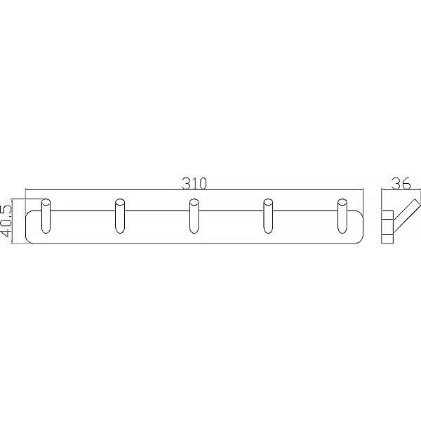 8742  Планка з гачками CAPRI, хром (1 сорт) - Фото - 2