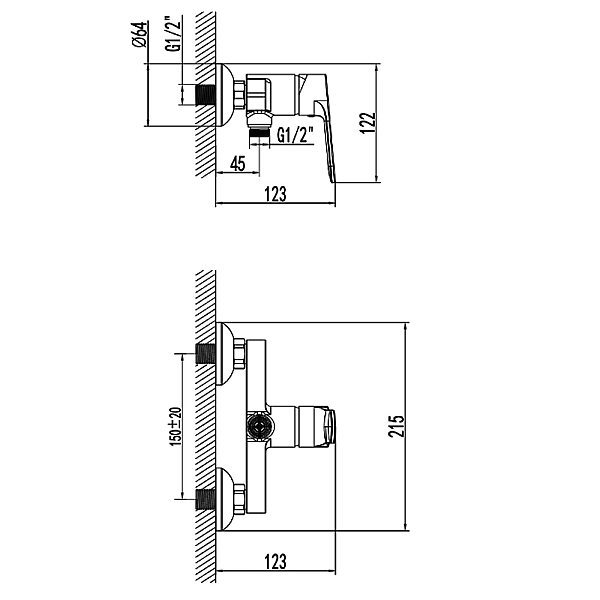 11240010 FRAME Змішувач для душу, хром (1 сорт) - Фото - 2
