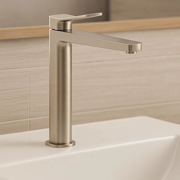 HB-GR5009BN Змішувач високий для раковини без донного клапану, кольору brushed nickel (1 сорт) - Фото - 2