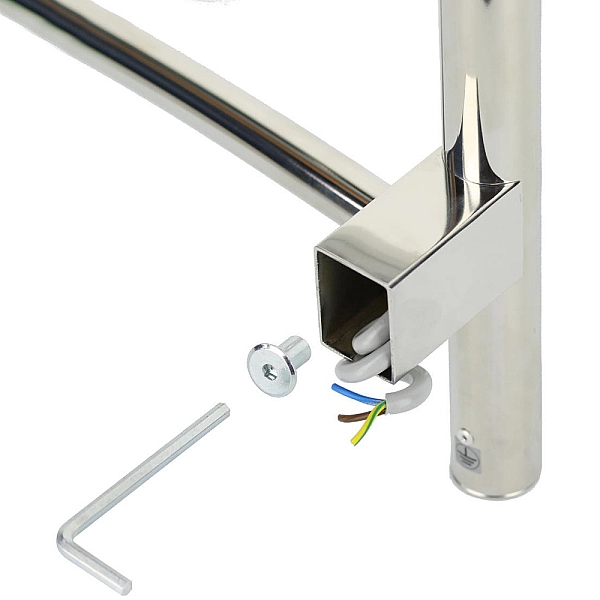 3.0.1000.0.P Комплект прихованого підключення мереж.дроту для прямокутного стояка, полір.нерж. (може бути без мереж.дроту) (1 сорт) - Фото - 4