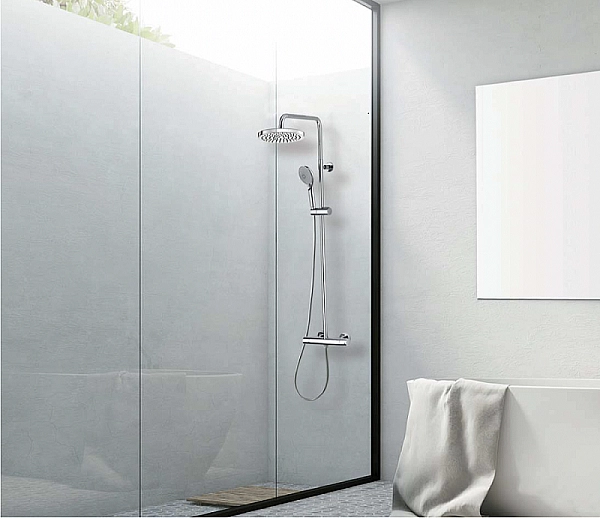 L10172 030 ELIOS Душова система з термостатом, верхнім та ручним душем зі шлангом, хром (1 сорт) - Фото - 2