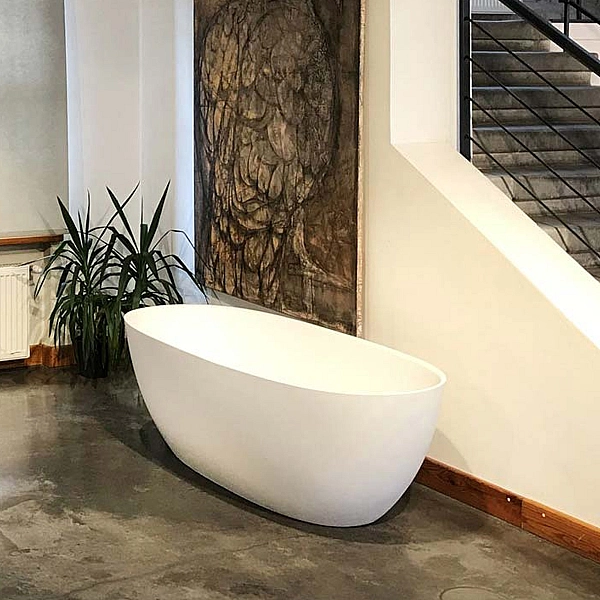 VABELS/00 BELLA Ванна окремостояча 170*80 см з литого (штучного) каменю Silkstone, з інтегрованим сифоном, білий матовий (1 сорт) - Фото - 8
