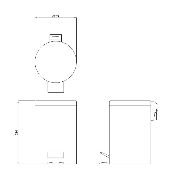 GW06 02 03 03 Відро д/сміття, чорний мат,5 л (1 сорт) - Фото - 2