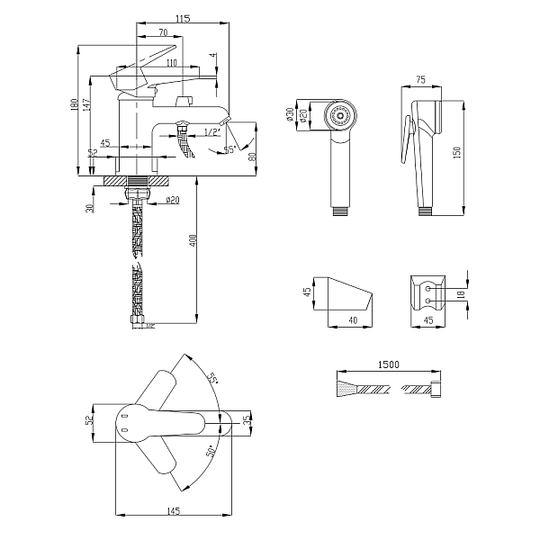 Змішувач для раковини Lidz Nicole 001FB (k35) LDNIC001FBCRM35099 Chrome - Фото - 2