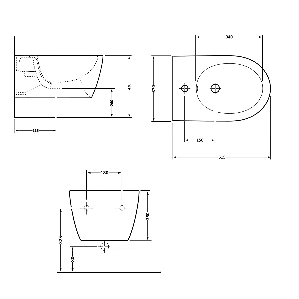 Біде підвісне Qtap Scorpio 515x370x350 White QT14551380GW - Фото - 2