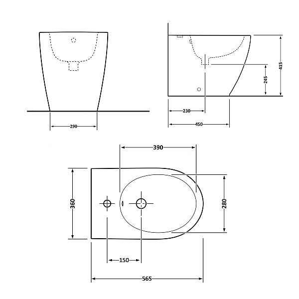 Біде підлогове Qtap Scorpio 565x355x410 White QT14441380W - Фото - 2