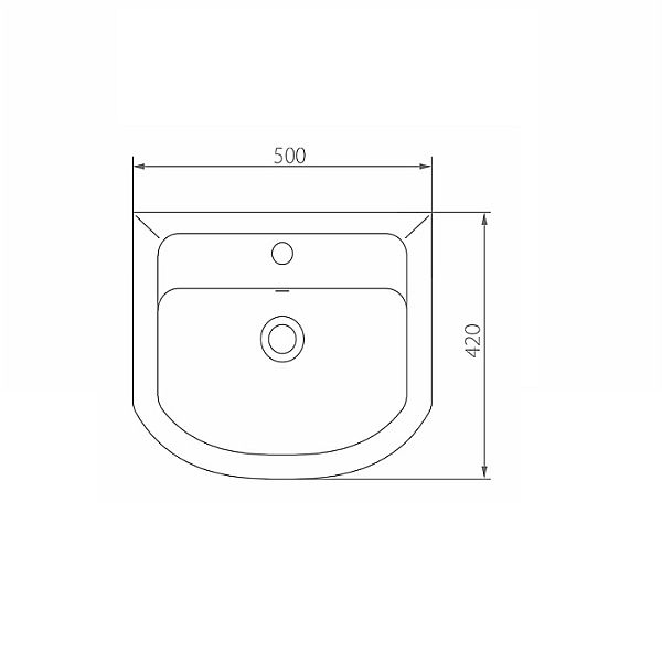 102950UA Proxy Умивальник меблевий 50см, з переливом, з отв.для зміш., білий глянець (1 сорт) - Фото - 2
