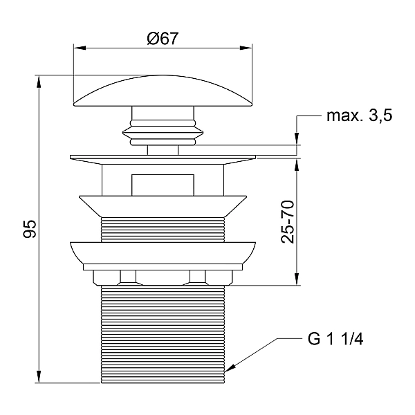 Донный клапан Lidz Tani 003 нажимной 1 1/4" с переливом LDTAN003CRM32526 Chrome - Фото - 2