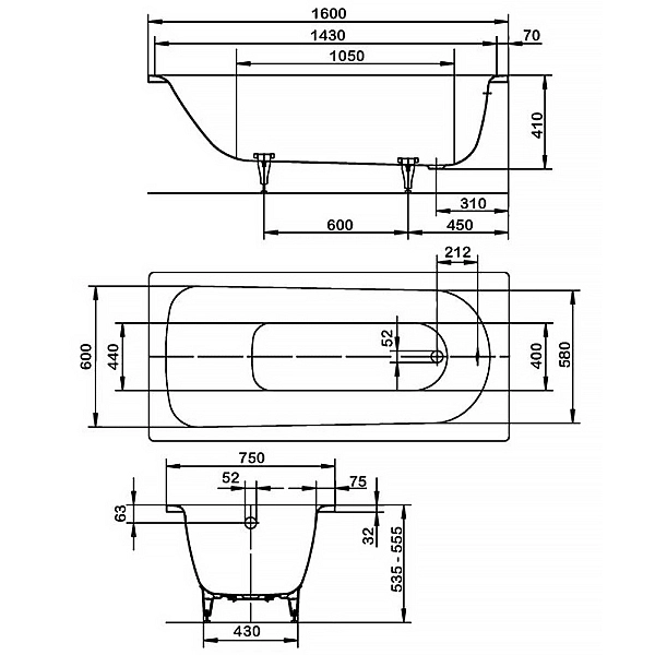 112500010001 Mod.372-1 Saniform Plus Ванна 160x75 (1 сорт) - Фото - 4