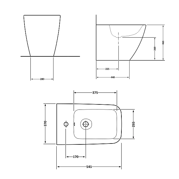 Биде напольное Qtap Crow 545х360х410 White QT05443370W - Фото - 2