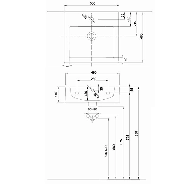 L51150000 TWINS Раковина 50 см (1 сорт) - Фото - 2