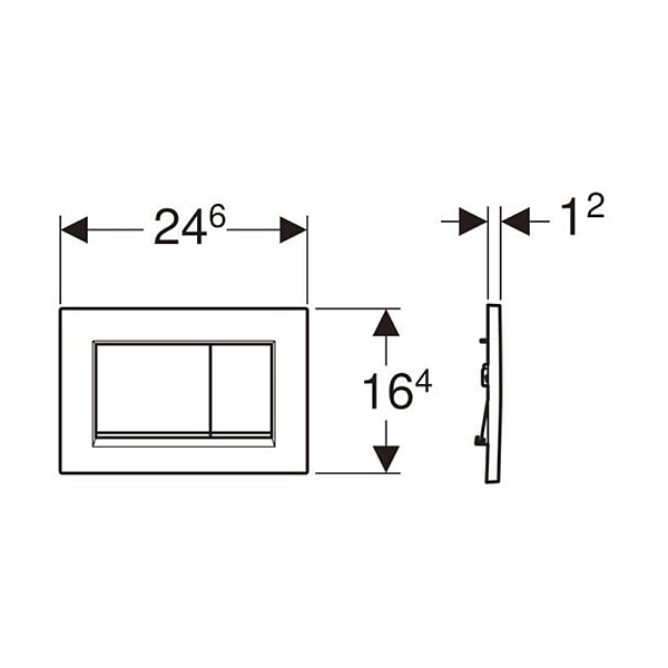 115.883.14.1 Sigma20 (ex Sigma30) square клавіша змиву, подвійний змив, чорний мат/хром глянець (1 сорт) - Фото - 2