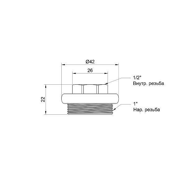 Футорка радиаторная Thermo Alliance Standart 1"х1/2" правая SD11615D - Фото - 2