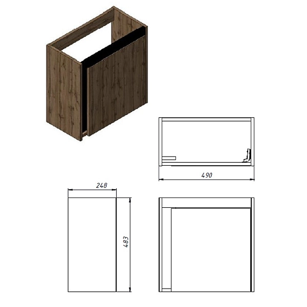 063050O SMALL Тумба 50 з умивальником, дуб (1 сорт) - Фото - 6
