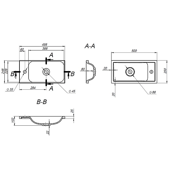 063050O SMALL Тумба 50 з умивальником, дуб (1 сорт) - Фото - 5