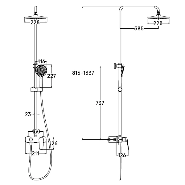 5070070 ACQUA Душова система зі змішувачем д/душу, хром (1 сорт) - Фото - 2