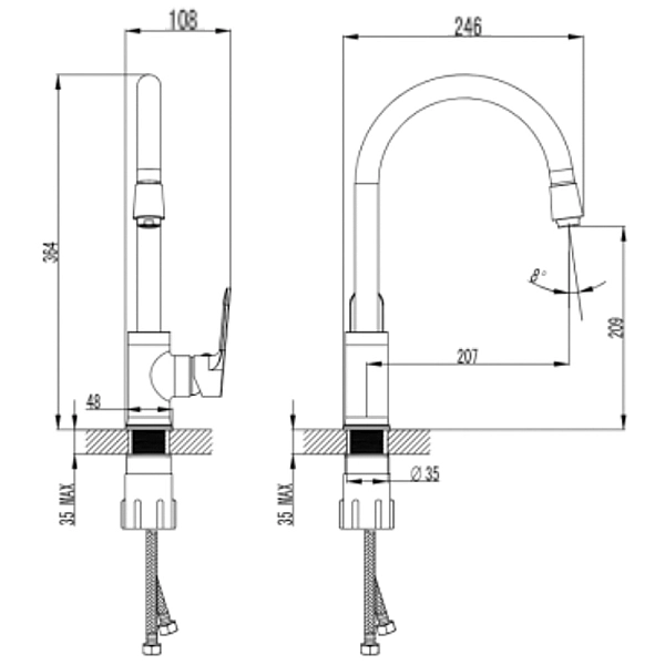 11250010 FRAME Змішувач для кухні, хром (1 сорт) - Фото - 2