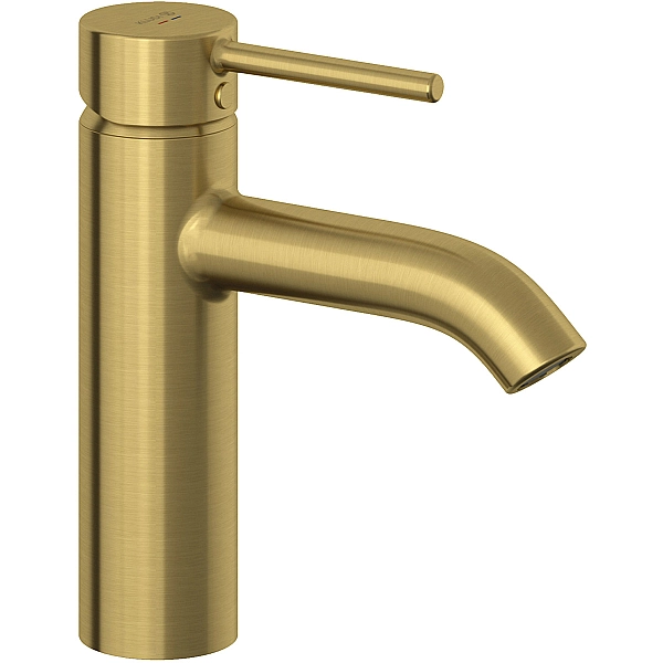 38288N076 KLUDI BOZZ Одноважільний змішувач для раковини 100 з донним клапаном PUSH-OPEN, брашоване золото (1 сорт)