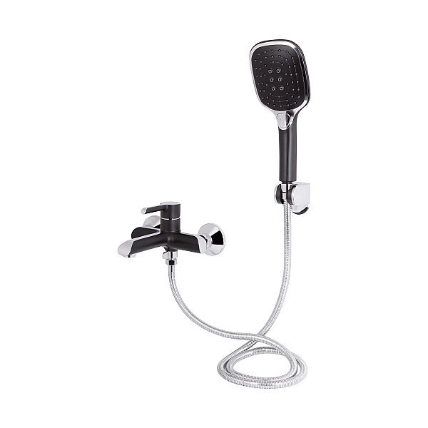 Смеситель для ванны Qtap Grand (c душевым гарнитуром) QTGRABCR006 Chrome/Black - Фото - 3