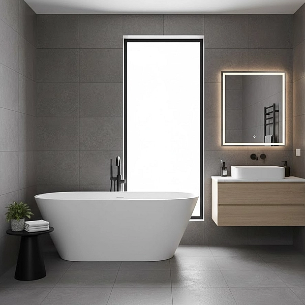 17070130W Style Ванна окремостояча 166x72,5 см з литого (штучного) каменю Caststone, з інтегрованим сифоном, колір білий глянець (1 сорт) - Фото - 3