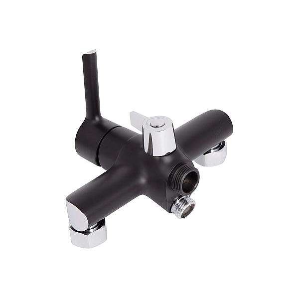 Смеситель для ванны Qtap Grand с поворотным изливом (c душевым гарнитуром) QTGRABCR005 Chrome/Black - Фото - 4