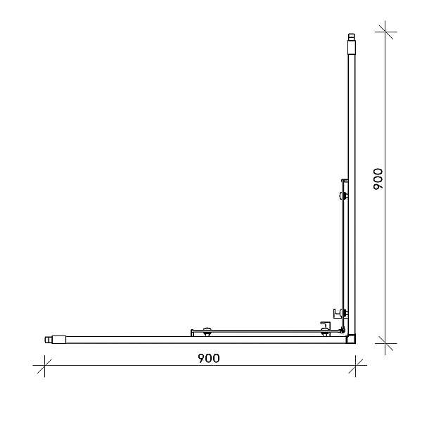 D20SE20904007 Arelia Душова кабіна з розсувними дверима, 900х900 мм, кутовий вхід, скло прозоре, проф.срібний полір. (1 сорт) - Фото - 4