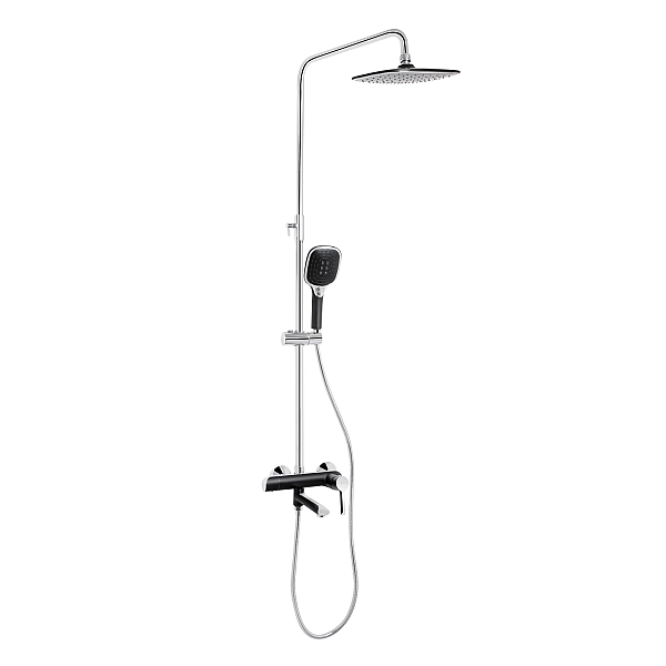 Душевая система универсальная Qtap Grand на три потребителя (с изливом) QTGRABCR1004 Chrome/Black