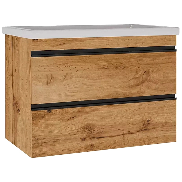 753080O FRAME Тумба натуральний дуб 80см з раковиною та сифоном (1 сорт) - Фото - 6