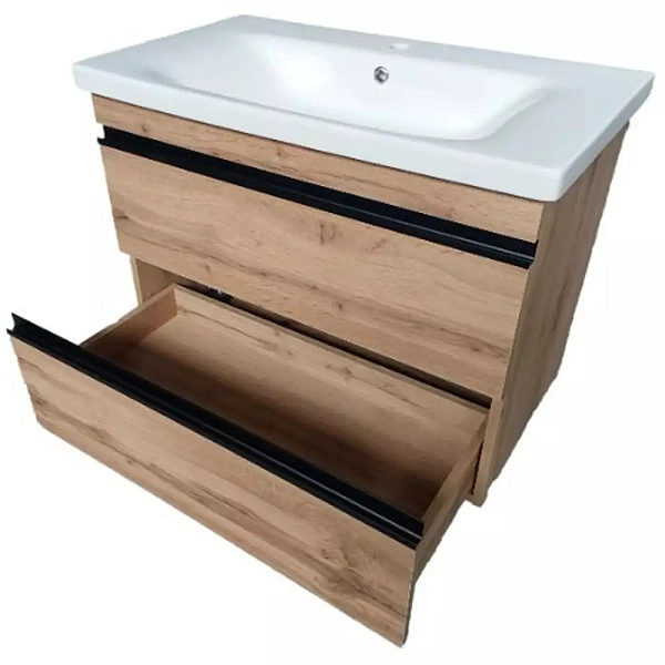 753080O FRAME Тумба натуральний дуб 80см з раковиною та сифоном (1 сорт) - Фото - 4