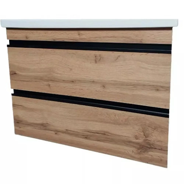 753080O FRAME Тумба натуральний дуб 80см з раковиною та сифоном (1 сорт) - Фото - 2