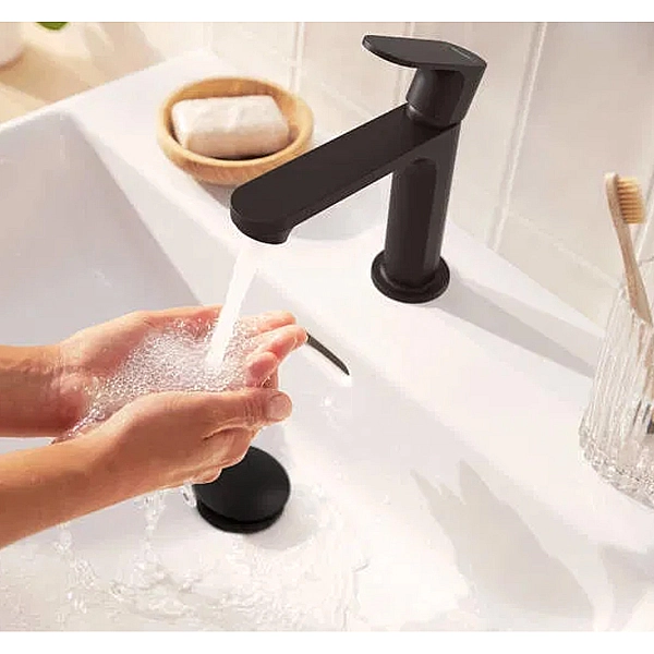 72588670 Rebris S Змішувач д/раковини 110 CoolStart EcoSmart з д/к, чорний матовий (1 сорт) - Фото - 3