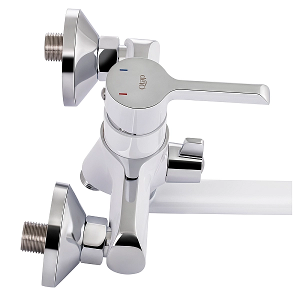 Змішувач для ванни Qtap Grand з поворотним виливом (з душовим гарнітуром) QTGRAWCR005 Chrome/White - Фото - 5