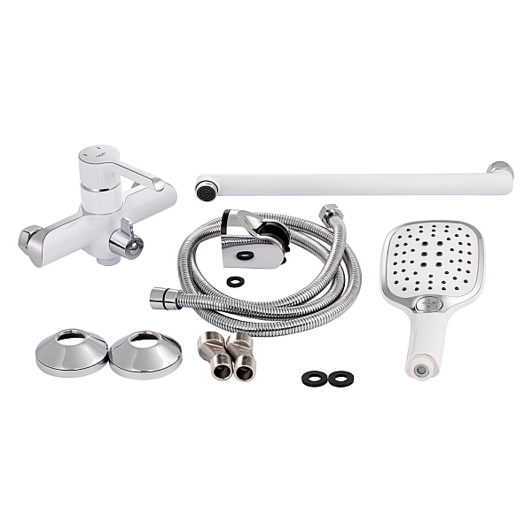 Змішувач для ванни Qtap Grand з поворотним виливом (з душовим гарнітуром) QTGRAWCR005 Chrome/White - Фото - 8