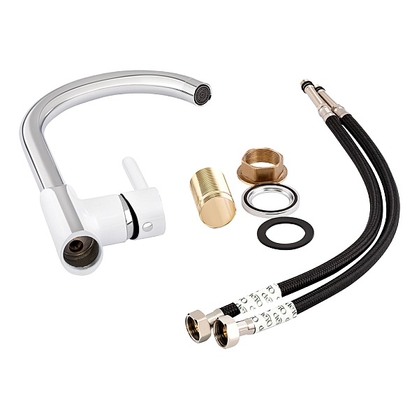 Змішувач для кухні Qtap Grand QTGRAWCR007F Chrome/White - Фото - 7