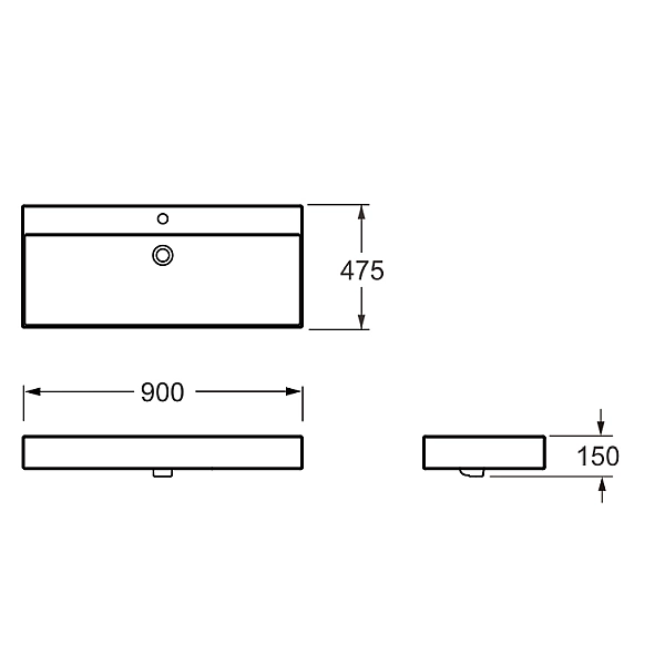 1810090 LINEA Раковина підвісна/меблева 475х900 без доного клапана, біла (1 сорт) - Фото - 2