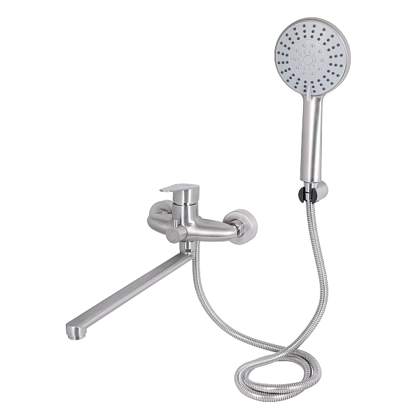 Змішувач для ванни Lidz Vida 005 з поворотним виливом (з душовим гарнітуром) (k35) LDVID005NKS38087 Nickel - Фото - 3