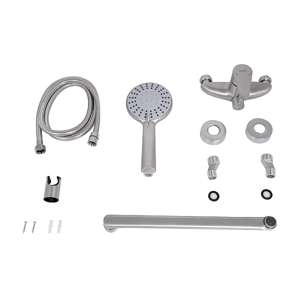 Змішувач для ванни Lidz Vida 005 з поворотним виливом (з душовим гарнітуром) (k35) LDVID005NKS38087 Nickel - Фото - 7