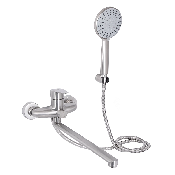 Смеситель для ванны Lidz Vida 005 с поворотным изливом (c душевым гарнитуром) (k35) LDVID005NKS38087 Nickel