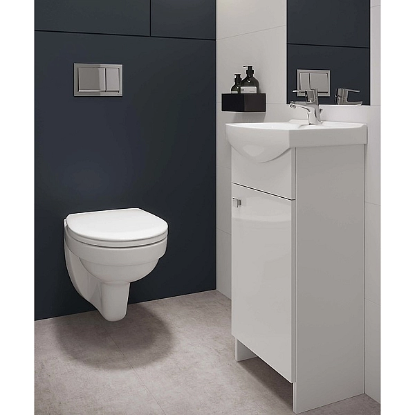 K119-081 Умивальник меблевий CERSANIA 50 ONE HOLE з отвором для змішувача, з переливом, білий глянець (плівка) ( CCWF1009890001 ) (1 сорт) - Фото - 4