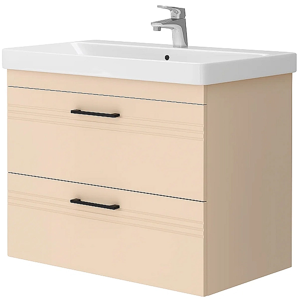 454080BE Urbanis Тумба 80 см з раковиною та чорними ручками, бежева (1 сорт) - Фото - 2