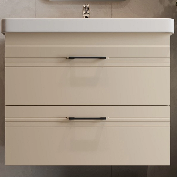 454080BE Urbanis Тумба 80 см з раковиною та чорними ручками, бежева (1 сорт) - Фото - 9