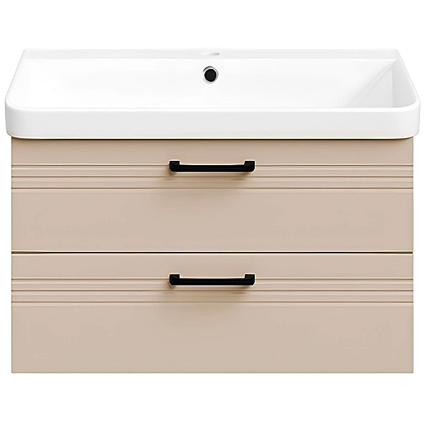 454080BE Urbanis Тумба 80 см з раковиною та чорними ручками, бежева (1 сорт) - Фото - 3
