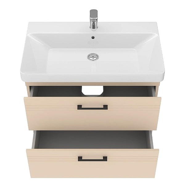 454080BE Urbanis Тумба 80 см з раковиною та чорними ручками, бежева (1 сорт) - Фото - 5