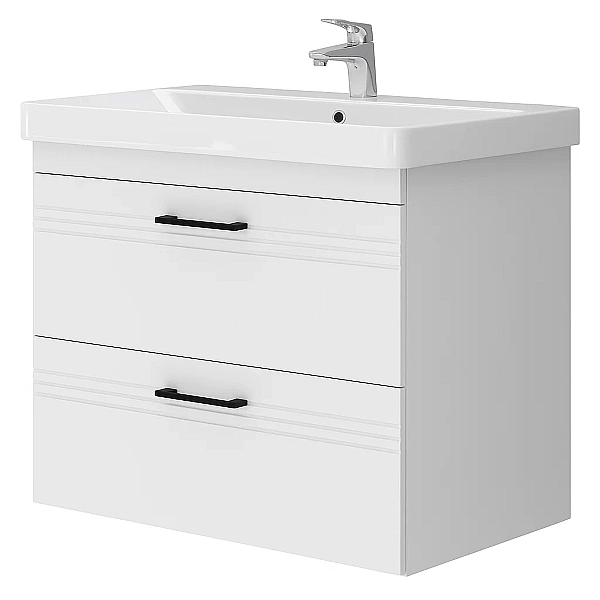 454080W Urbanis Тумба 80 см з раковиною та чорними ручками, біла (1 сорт) - Фото - 2