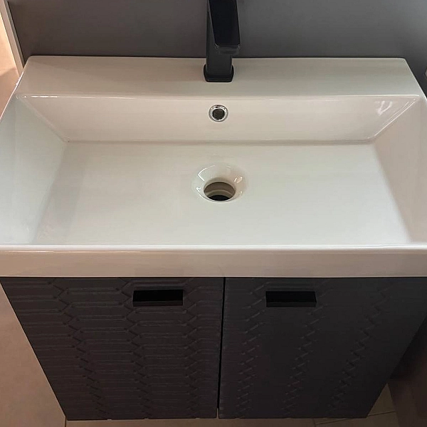 484050A Flow Тумба 50 з умивальником та ручками, антрацит матовий (1 сорт) - Фото - 12