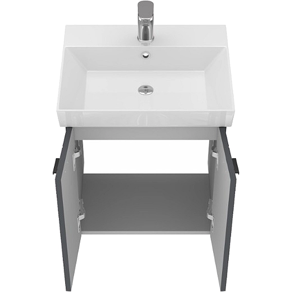 484050A Flow Тумба 50 з умивальником та ручками, антрацит матовий (1 сорт) - Фото - 5