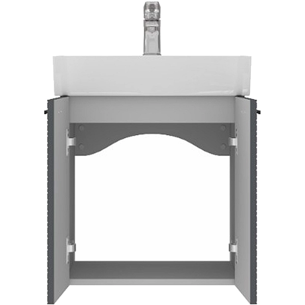 484050A Flow Тумба 50 з умивальником та ручками, антрацит матовий (1 сорт) - Фото - 4